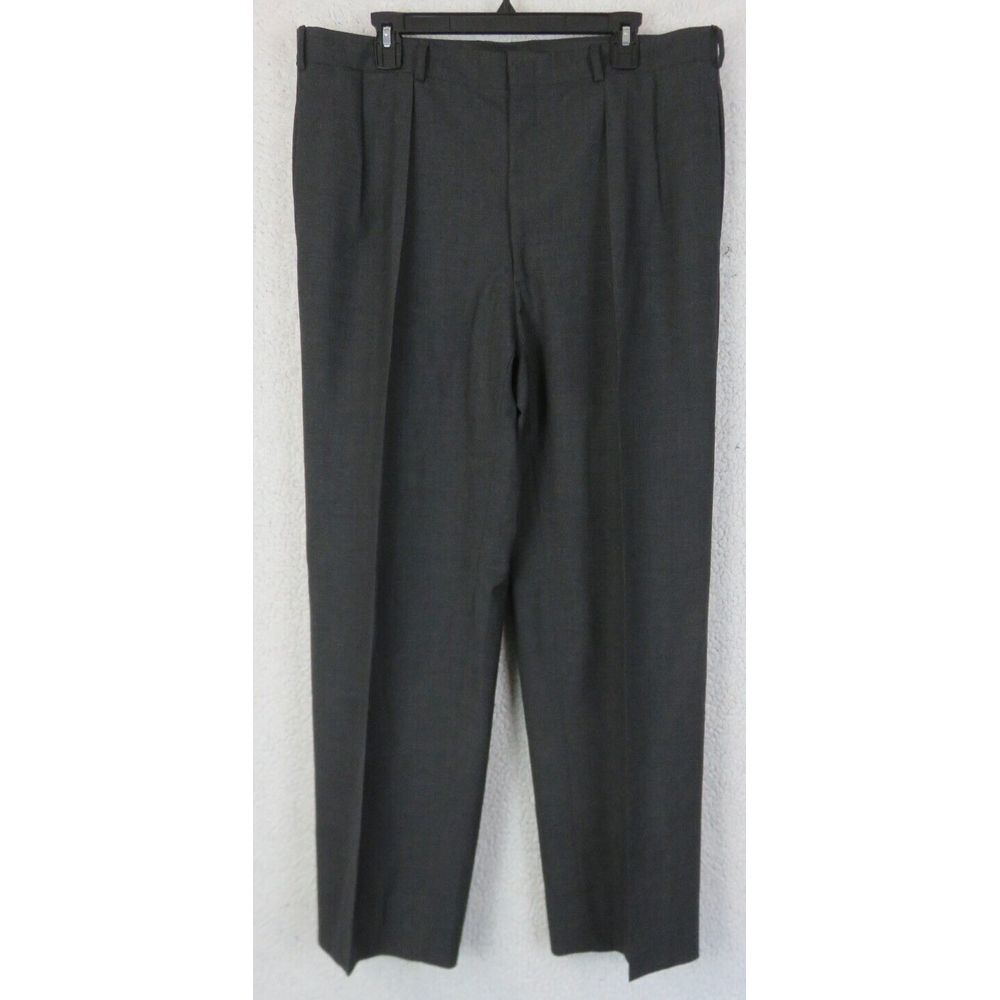 Mens Vintage Polo Ralph Lauren Wool Dark Gray Plated Dress Pants Slacks 38x31